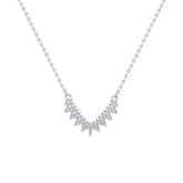Asfour Crystal Chain Necklace With V Zircon Pendant In 925 Sterling Silver-NM0029